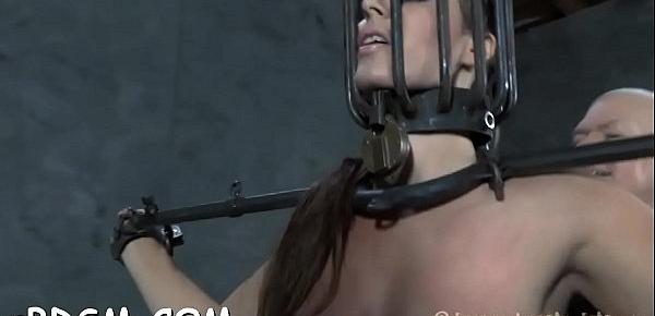  Bounded slave beauty is getting a lusty bawdy cleft punishment